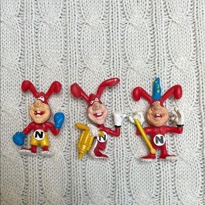 Vtg Dominos Avoid the Noid figures. Red Yellow 3” high PVC 1980s 3 in lot